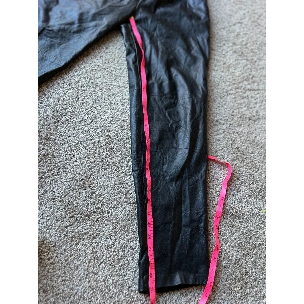 Vintage 80s Leather Pants High Waist Pleated Black‎ Size 6 Toffs